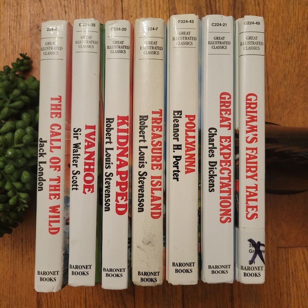 7 Book Lot Great Illustrated Classics Hardcover Youth Fiction Gift Ivanhoe Polly